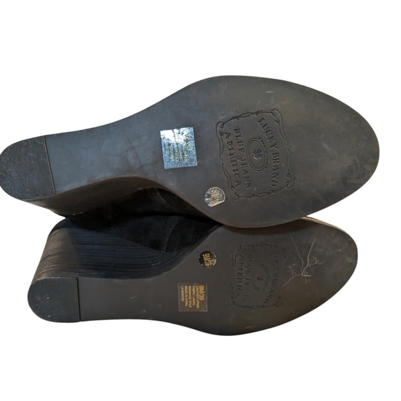 Lucky Brand Swayze Wedge Black Suede Lace Up Boots Booties SZ 9 - Picture 6 of 6